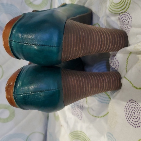 Spring step l'artiste turquoise and brown deco heels - Picture 4 of 10